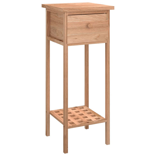 Mesa Auxiliar Con Cajón Madera Maciza Nogal 25x25x60 Cm_0