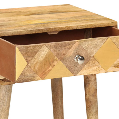 Mesita De Noche De Madera Maciza De Mango 43x30x58 Cm_3