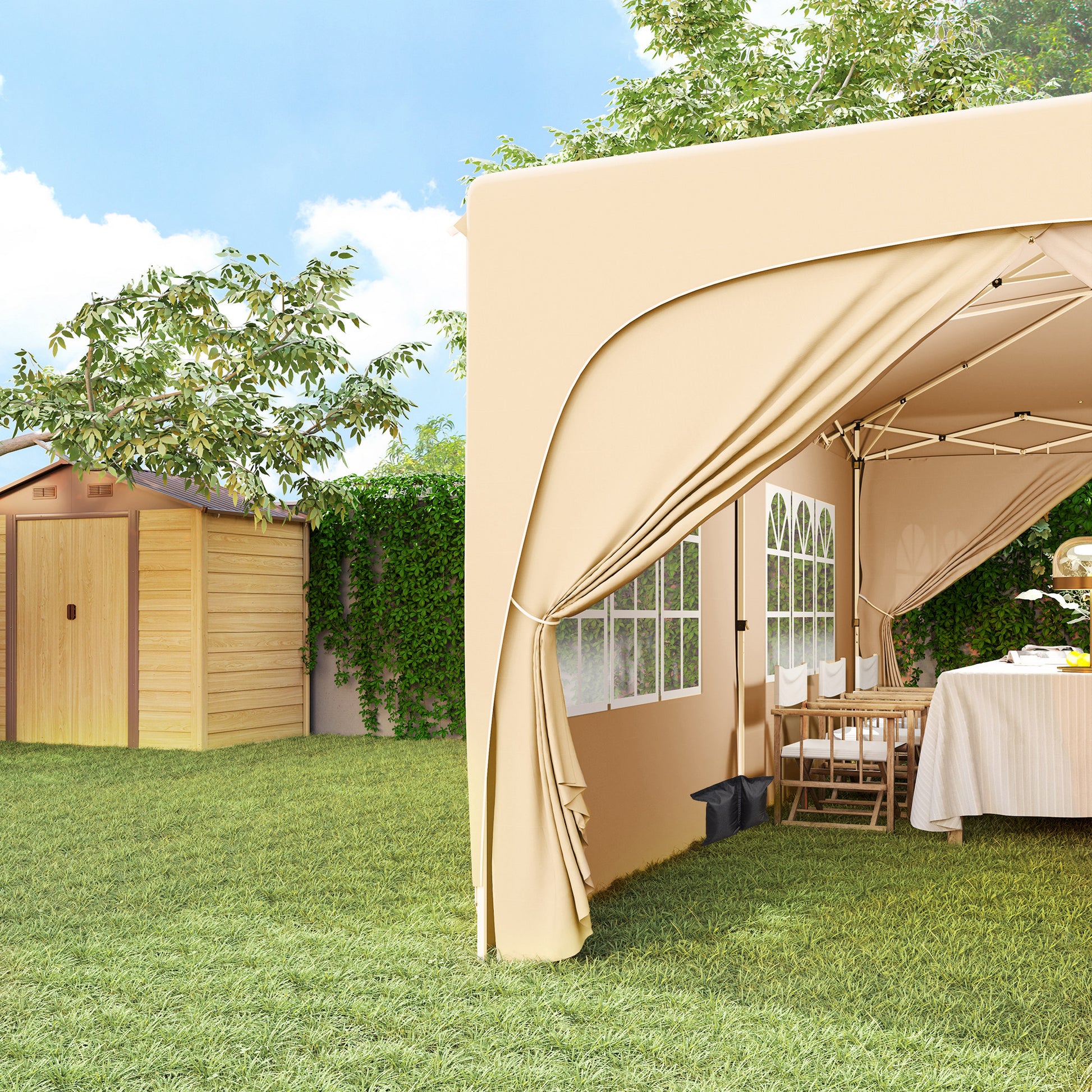 Outsunny Carpa Plegable Gazabo 3x6 M Con Paneles Laterales Upf50+ Arena_3