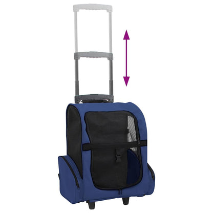 Vidaxl Carro Plegable Para Mascotas Multiusos Azul_4