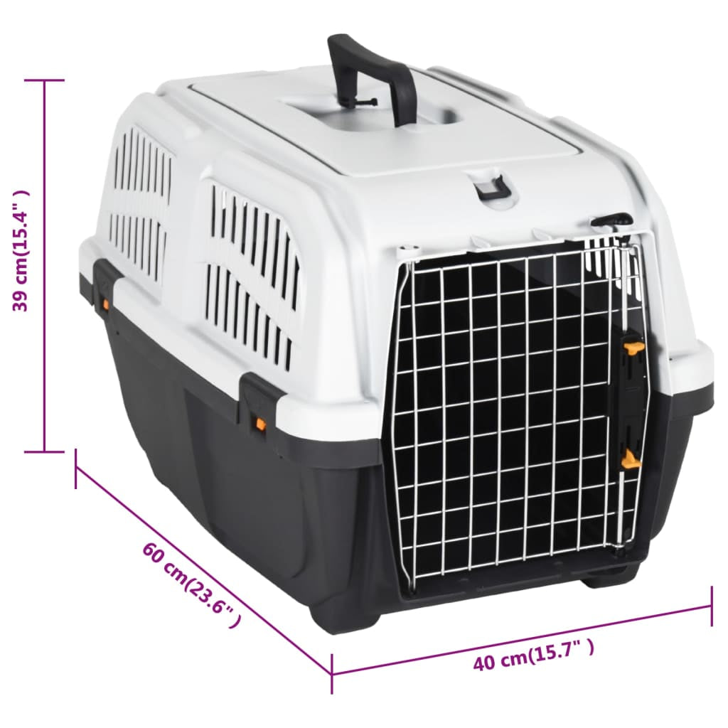 Vidaxl Transportín De Mascotas Puerta Metal Polipropileno 60x40x39 Cm_2