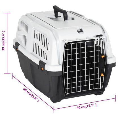 Vidaxl Transportín De Mascotas Puerta Metal Polipropileno 60x40x39 Cm_2