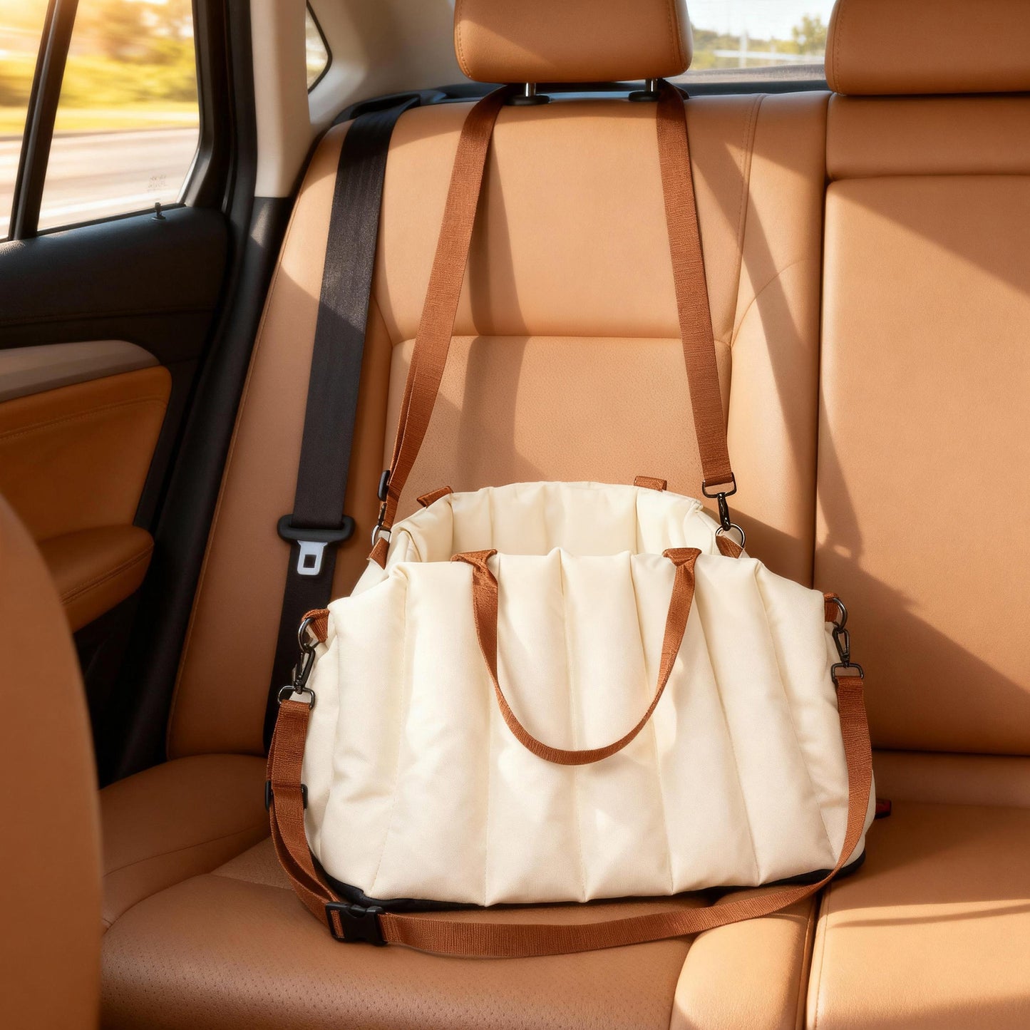 Pawhut Asiento De Coche Para Perros Pequeños Con Base Antideslizante Y Cinturón_3