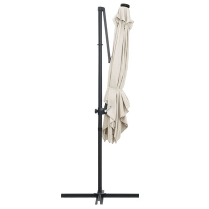 Vidaxl Sombrilla Voladiza Jardín Led Palo De Acero Arena 250x250 Cm_4