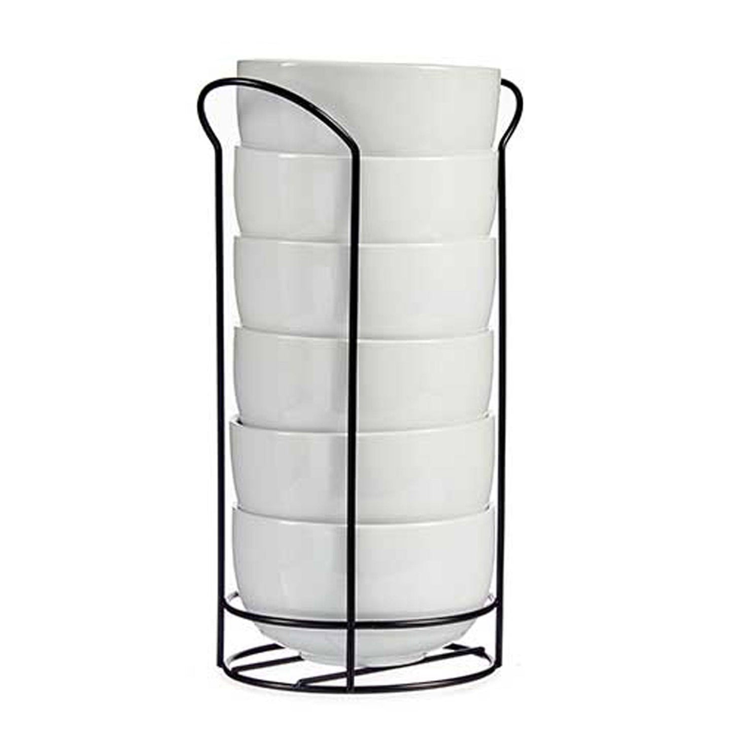 Bol Redondo Blanco Con Estante Negro 800 Colección Vessia