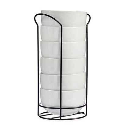 Bol Redondo Blanco Con Estante Negro 800 Colección Vessia