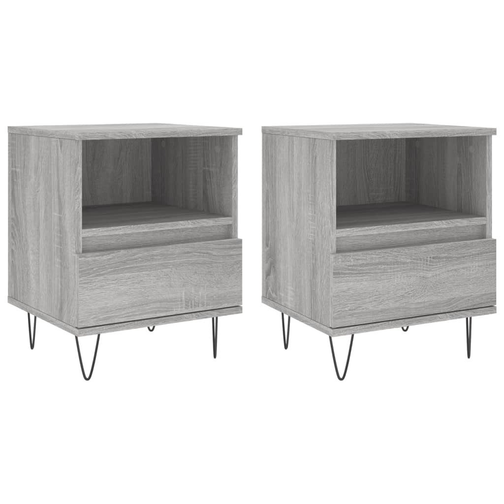 Mesita De Noche 2 Uds Madera Ingeniería Gris Sonoma 40x35x50 Cm_0