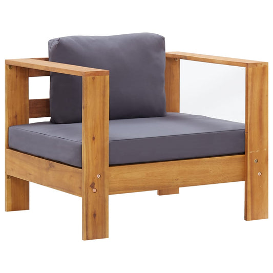 Vidaxl Silla De Jardín Con Cojín Madera Maciza De Acacia Gris Oscuro_0
