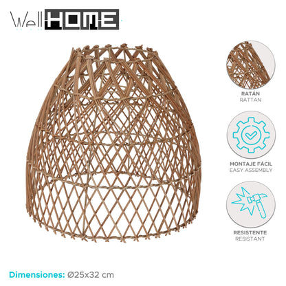 Well Home Pantalla Para Lámpara En Ratán Ø25x32cm