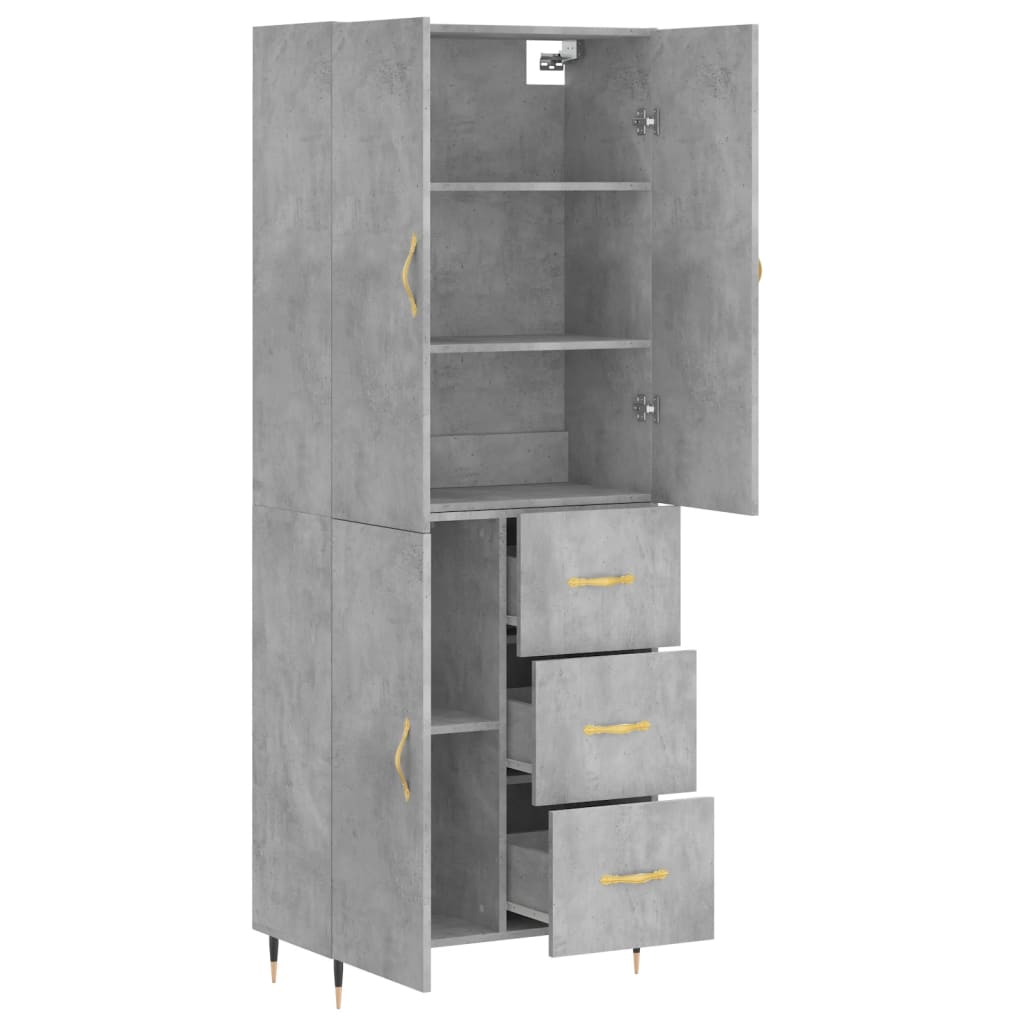 Aparador Alto Madera Contrachapada Gris Hormigón 69,5x34x180 Cm_3