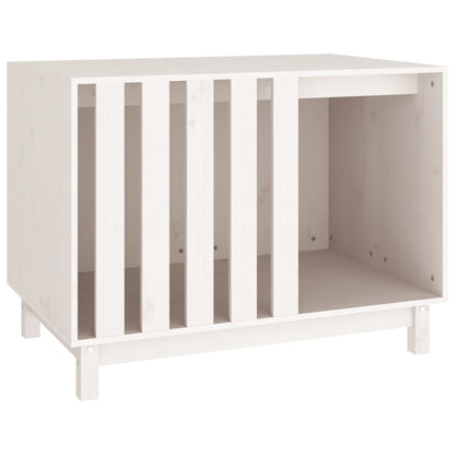 Vidaxl Caseta Para Perros Madera Maciza De Pino Blanco 90x60x67 Cm_0
