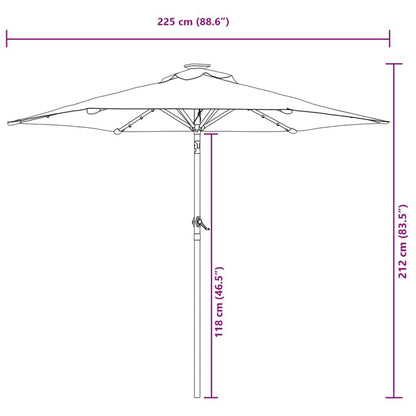 Vidaxl Sombrilla Jardín Con Luces Led Poste Acero Azul 225x225x212 Cm_2