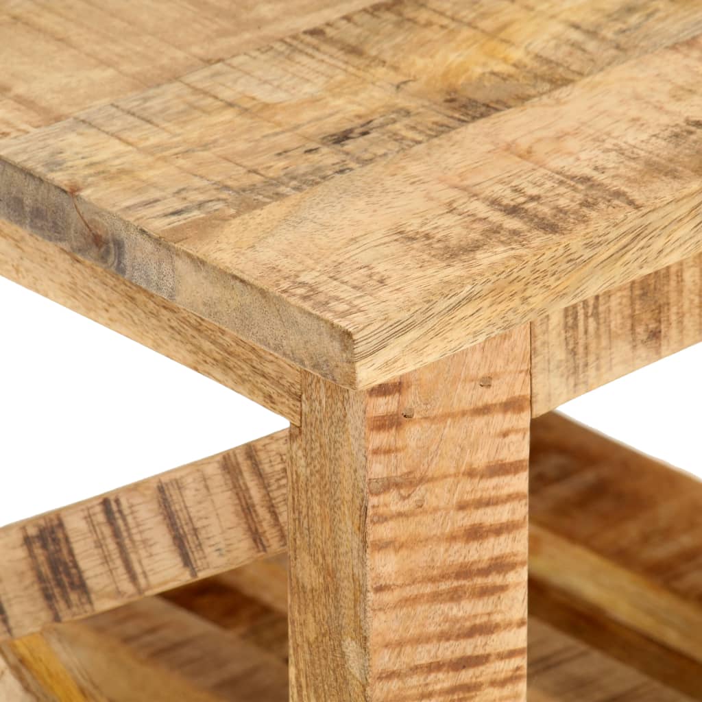 Mesa Auxiliar Con Ruedas Madera De Mango Rugosa 40x40x42 Cm_3