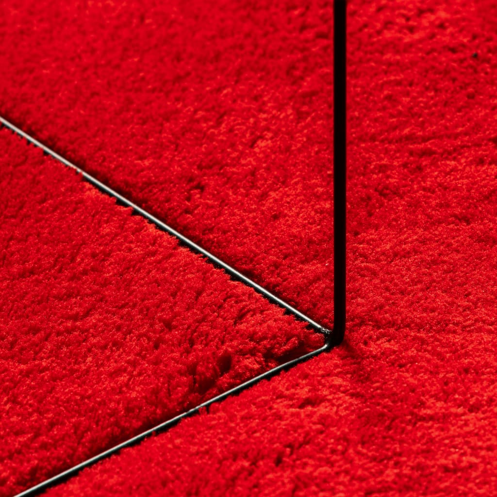 Alfombra De Pelo Corto Suave Lavable Huarte Rojo 200x200 Cm / Vetonek_4