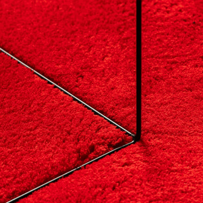 Alfombra De Pelo Corto Suave Lavable Huarte Rojo 200x200 Cm / Vetonek_4
