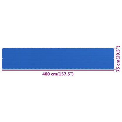 Vidaxl Toldo Para Balcón Hdpe Azul 75x400 Cm_4