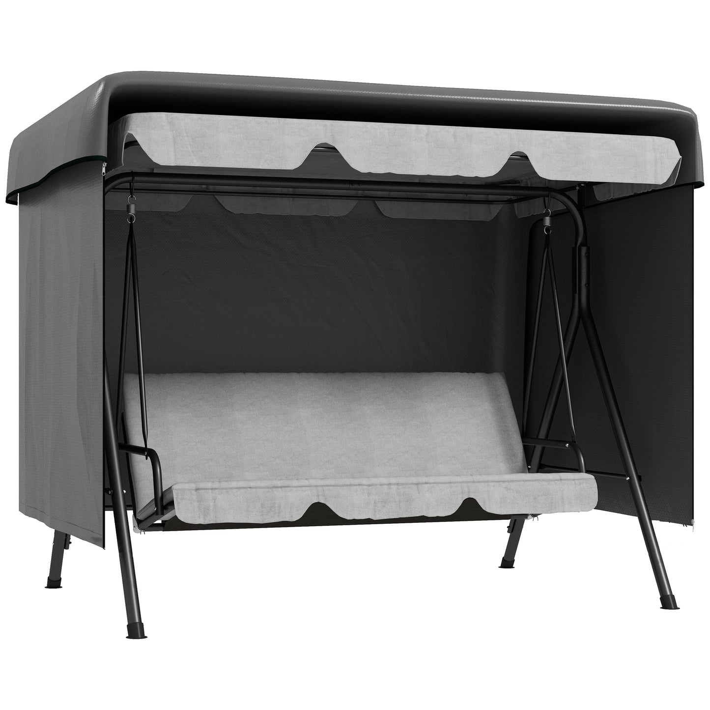 Outsunny Funda Balancín Jardín Con Cremallera 215x155x150 Cm Gris Oscuro_0
