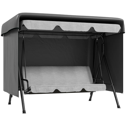 Outsunny Funda Balancín Jardín Con Cremallera 215x155x150 Cm Gris Oscuro_0