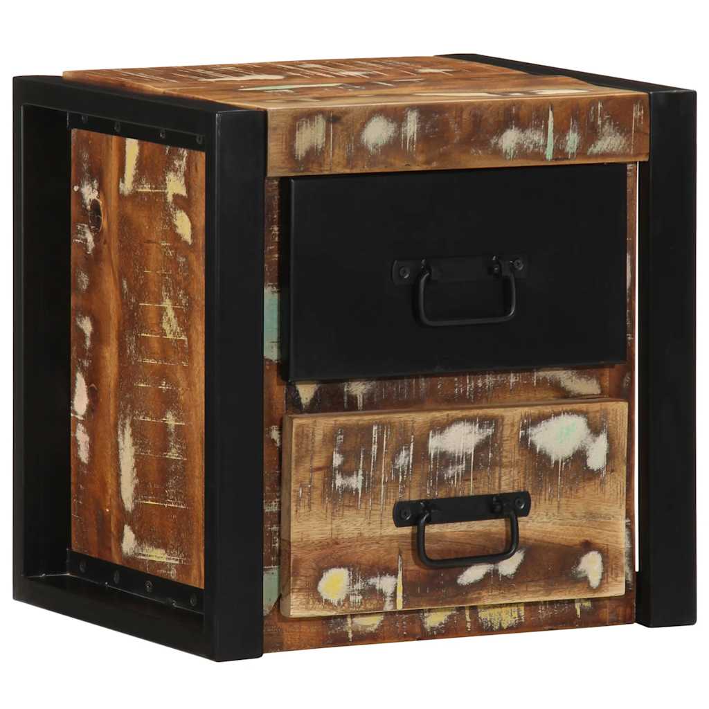 Mesilla De Noche Multicolor 40x35x40 Cm Madera Maciza Reciclada_2