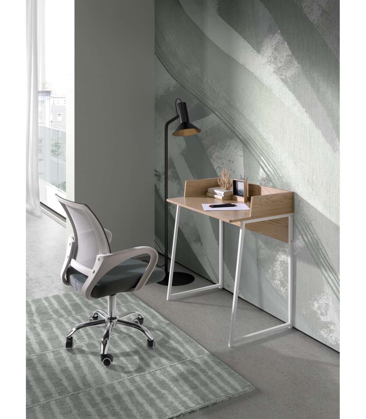 Silla Despacho De Diseño Moderno Giratoria Elevable Acabado Gris, 53 Cm(ancho) 79/91 Cm(a_1