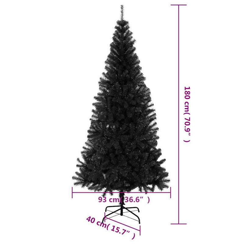 Vidaxl Árbol De Navidad Artificial Con Soporte Pvc Negro 180 Cm_5