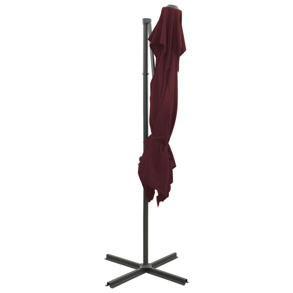 Vidaxl Sombrilla Jardín Voladiza Cubierta Doble Rojo Burdeos 250x250cm_3