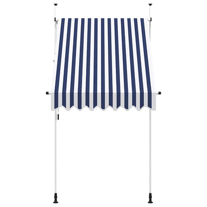 Toldo Manual Retráctil 150 Cm Azul Y Blanco A Rayas_2