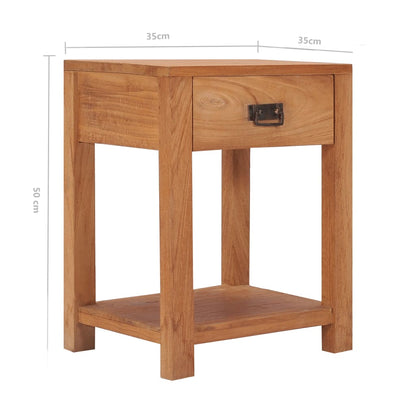 Mesita De Noche De Madera Maciza De Teca 35x35x50 Cm_4