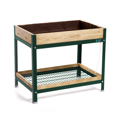 MI HUERTO URBAN Jardinera Elevada Madera con Bandeja Recoge Aguas | Estructura Metálica | Verde | 90x60x78cm