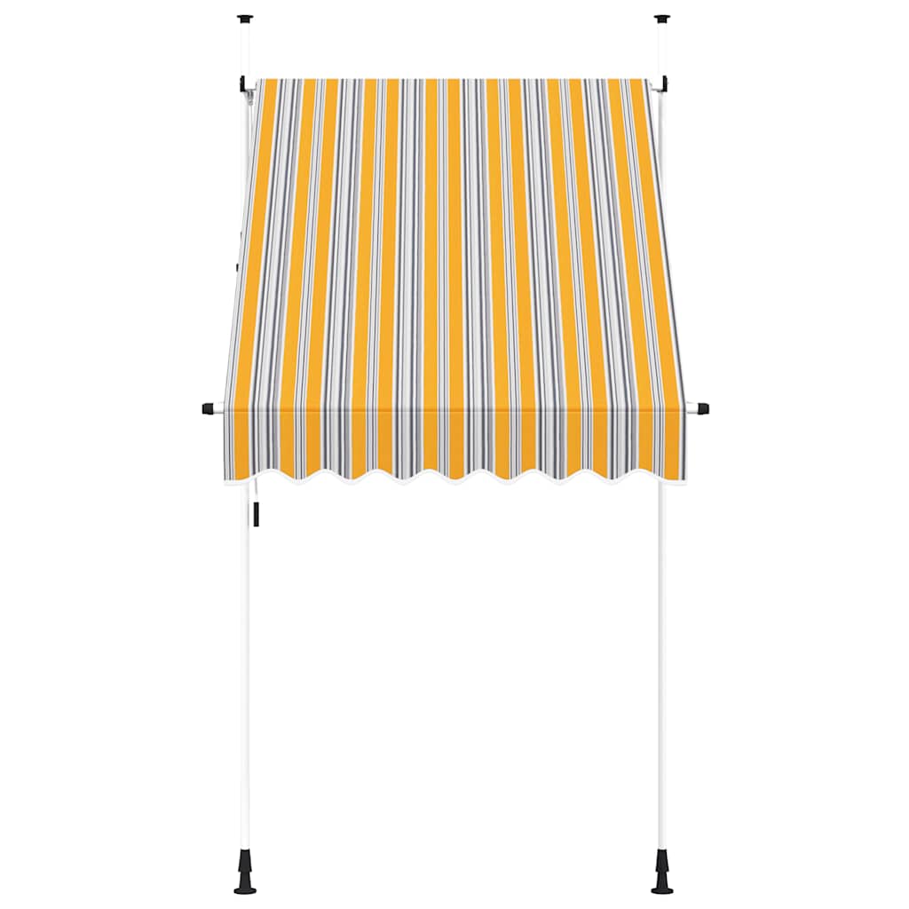 Toldo Manual Retráctil 150 Cm Amarillo Y Azul Rayas_2