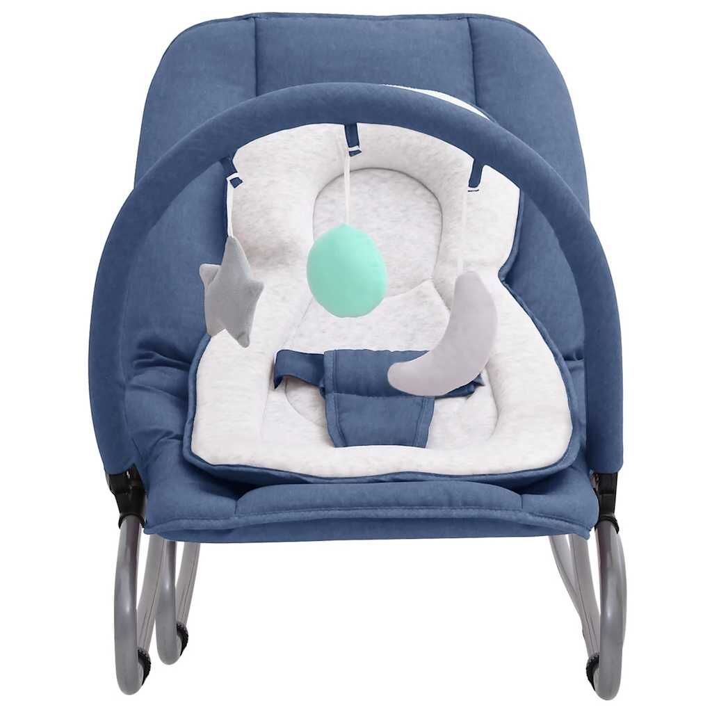 Vidaxl Hamaca Mecedora Para Bebés De Acero Azul Marino_1