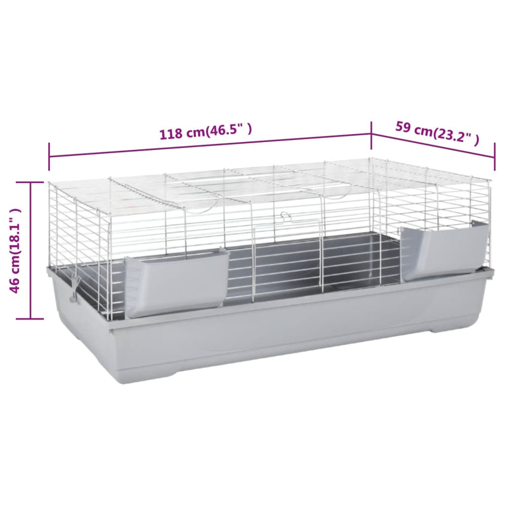 Vidaxl Jaula De Animales Pequeños Polipropileno Metal Gris 118x59x46cm_2