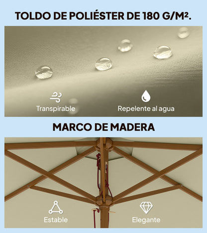 Outsunny Sombrilla De Jardín Ø250x230 Cm Con Poste Desmontable Crema_4