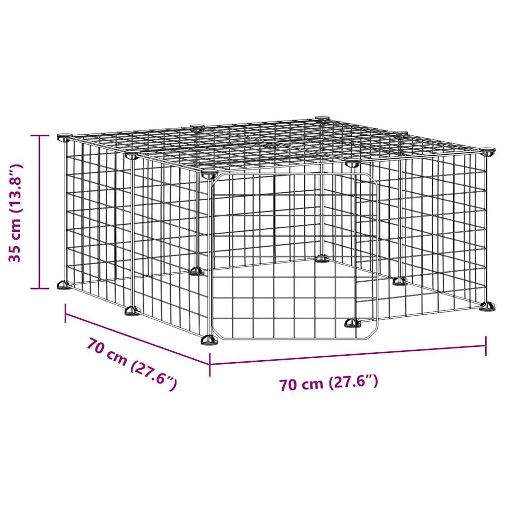 Vidaxl Jaula Para Mascotas De 12 Paneles Puerta Acero Negro 35x35cm_3