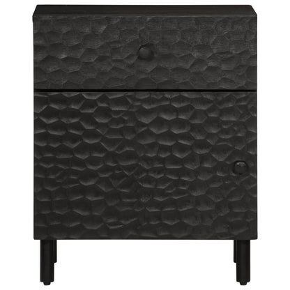 Mesita De Noche Madera Maciza De Mango Negra 50x33x60 Cm_1