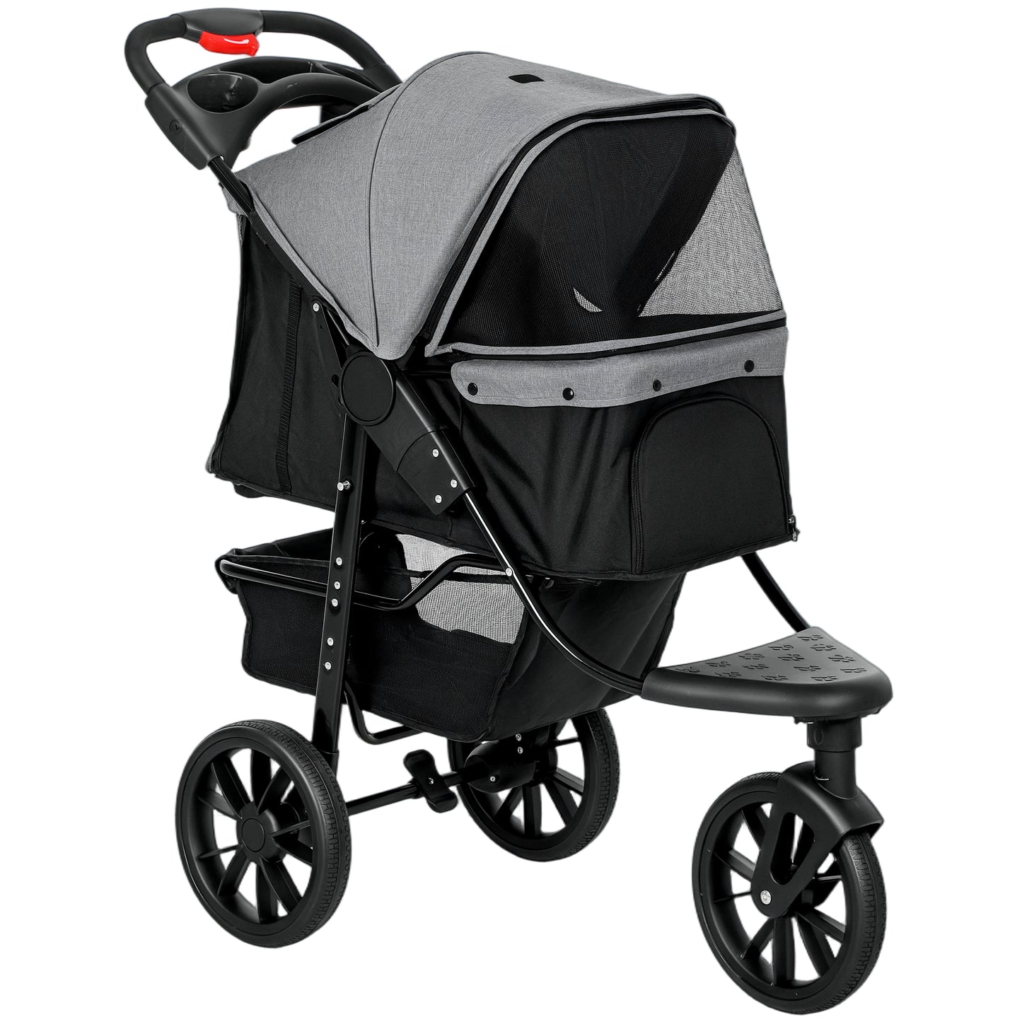 Pawhut Carrito Para Perros Plegable Con 3 Ruedas 109,5x57,5x106,5 Cm Gris_0