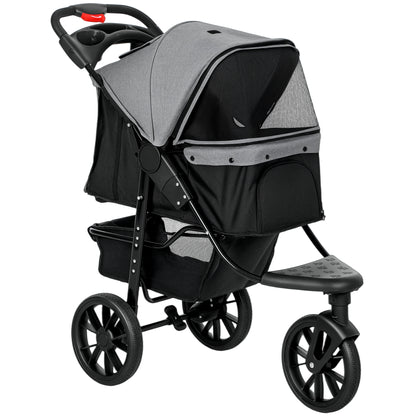 Pawhut Carrito Para Perros Plegable Con 3 Ruedas 109,5x57,5x106,5 Cm Gris_0