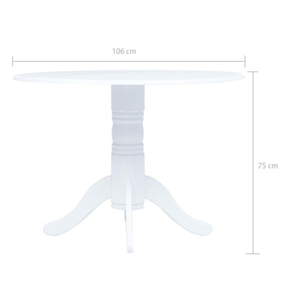 Mesa De Comedor De Madera Maciza De Caucho Blanca 106 Cm_3