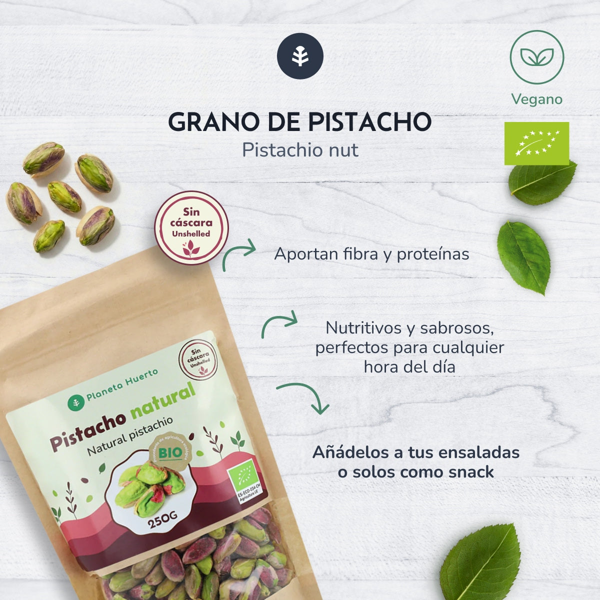 Grano de pistacho natural ECO Planeta Huerto 1 kg