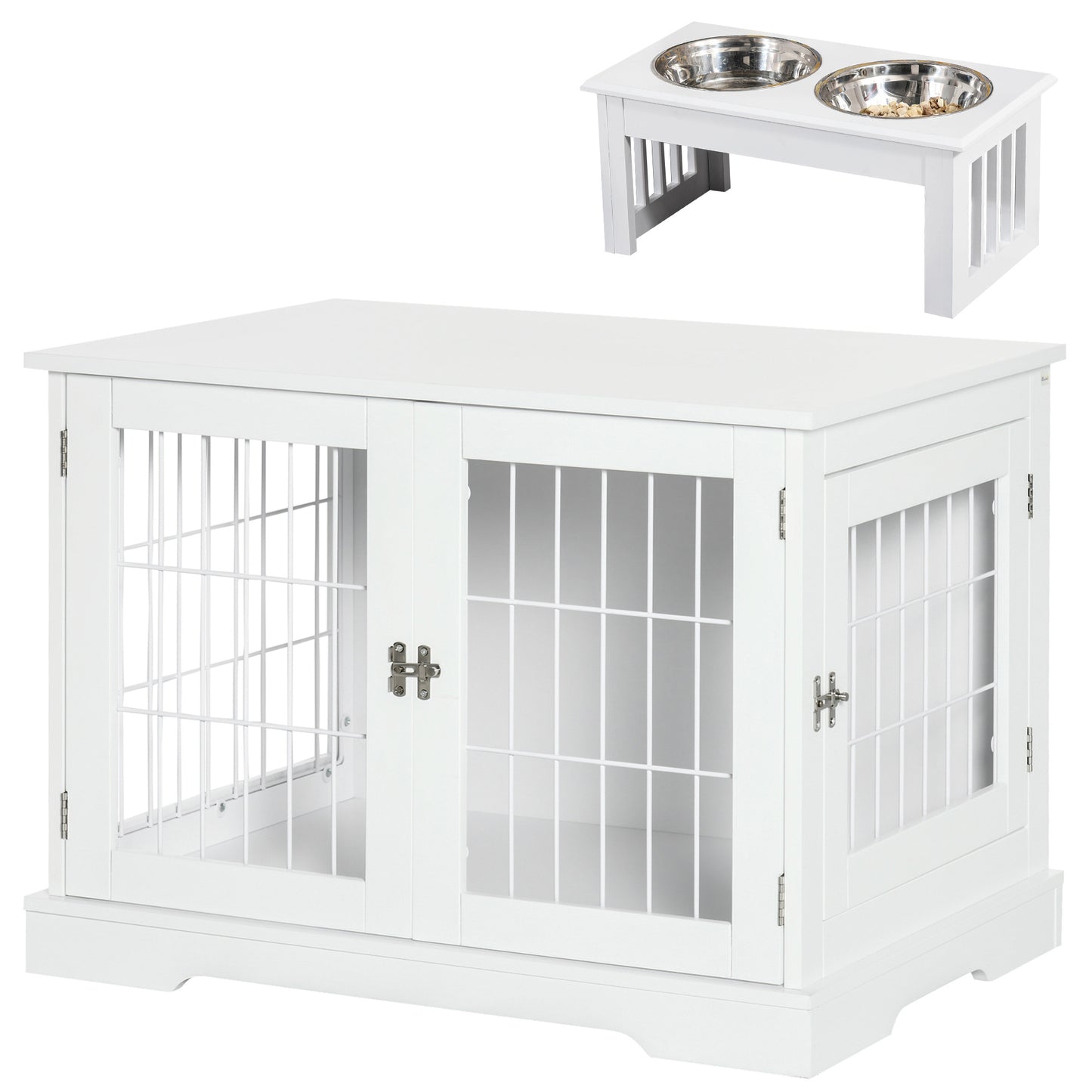 Pawhut Conjunto Para Mascotas 2 Piezas 76x54,5x56 Cm 44x24x15 Cm Blanco_0