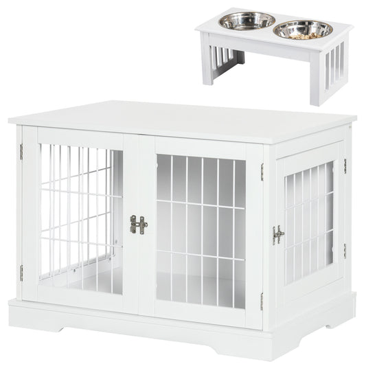 Pawhut Conjunto Para Mascotas 2 Piezas 76x54,5x56 Cm 44x24x15 Cm Blanco_0