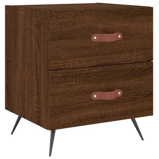 Mesita De Noche Madera De Ingeniería Marrón Roble 40x35x47,5 Cm_0