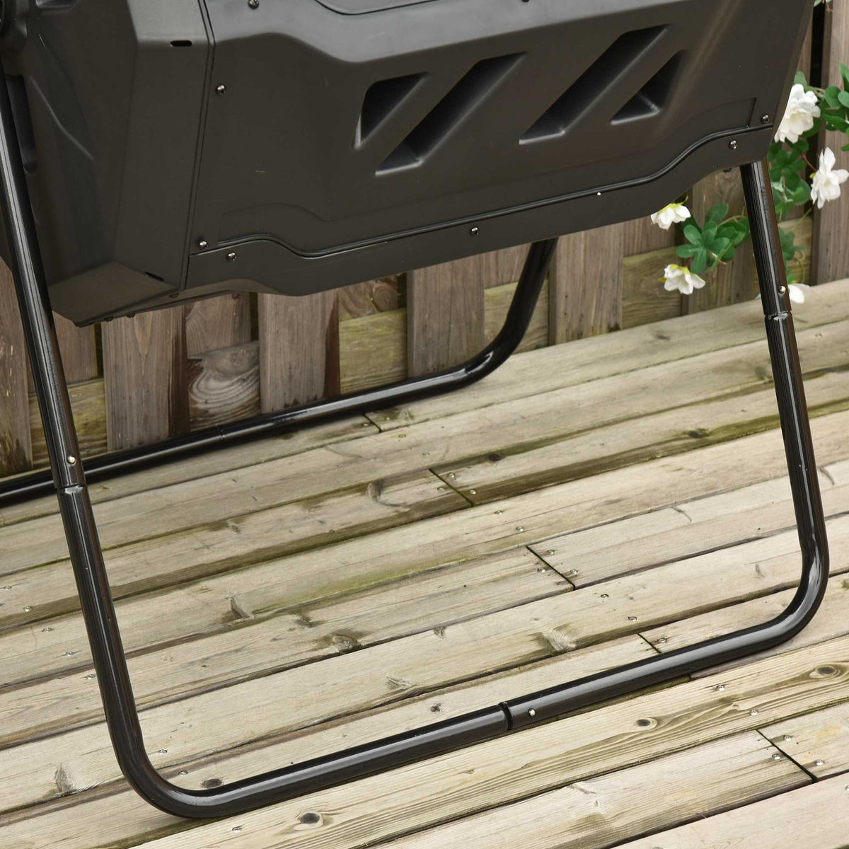 Outsunny Compostador Giratorio De 160l Doble Cámara 71x65x96 Cm Negro_3