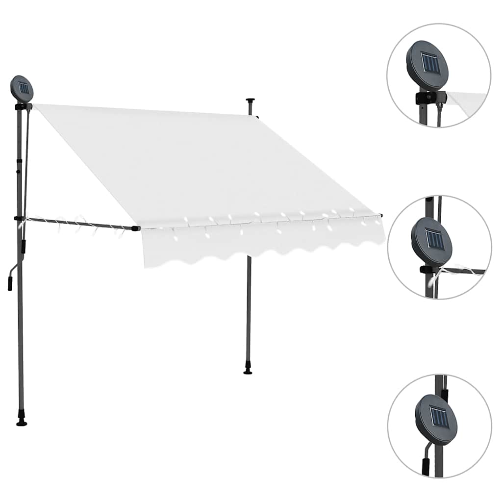 Toldo Manual Retráctil Con Led Crema 150 Cm_2