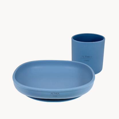 Vajilla De Silicona Orgánica - 4 Piezas - Azul Marino.