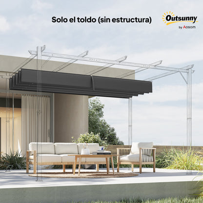 Outsunny Techo De Pérgola Retráctil 3x2,5 M Para Marco De Pérgola De 2,85x2 M_4