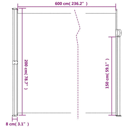 Vidaxl Toldo Lateral Retráctil Negro 200x600 Cm_2