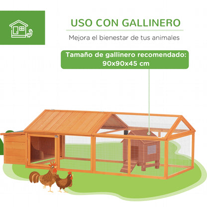 Pawhut Gallinero De Madera De 2 Pisos Para 4-8 Gallinas 240x112,5x76 Cm Natural_5