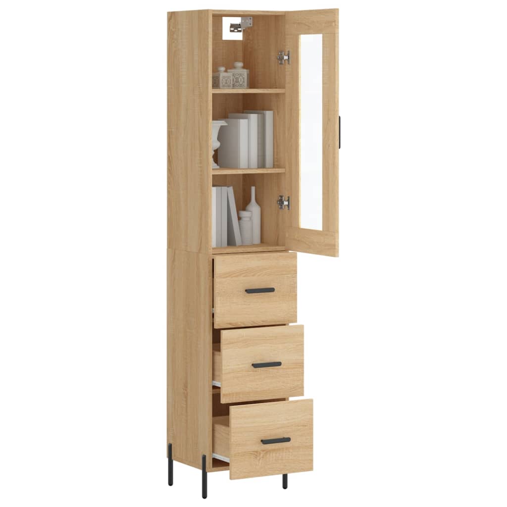 Aparador De Madera Contrachapada Roble Sonoma 34,5x34x180 Cm_2