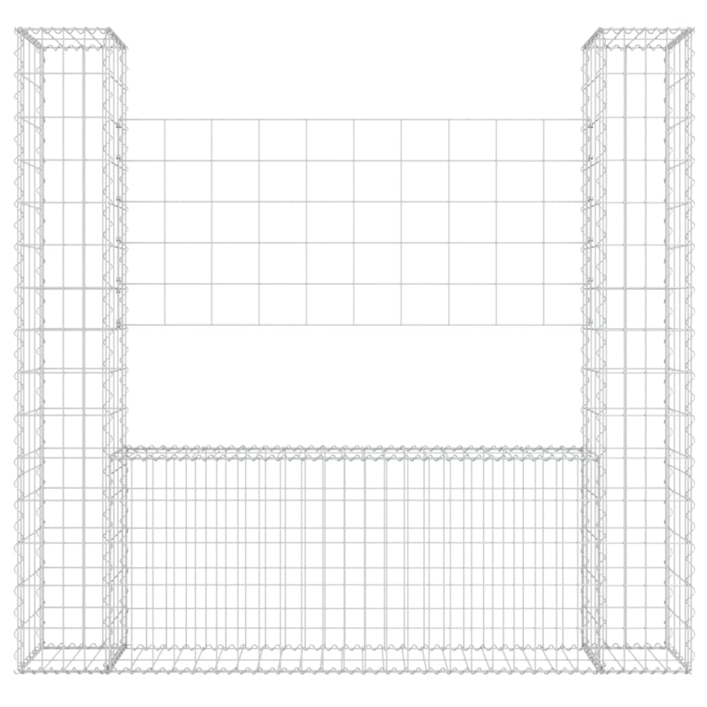 Cesta De Gaviones Forma De U 2 Postes De Hierro 140x20x150 Cm / Vetonek_5